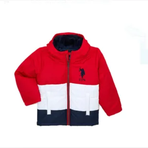 U Color Block Red With Blue Puffer Jacket 11785