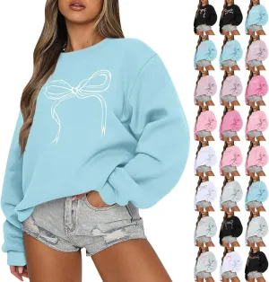 Valentines Sweatshirts for Women Crewneck Comfy Cute Oversized Sweatshirt Baggy Drop Shoulder Cotton Fleece Pullover