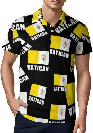 Vatican City Flag Men's Polo-Shirt Regular-Fit Short Sleeve Sports Quick Dry Golf Tennis T-Shirt
