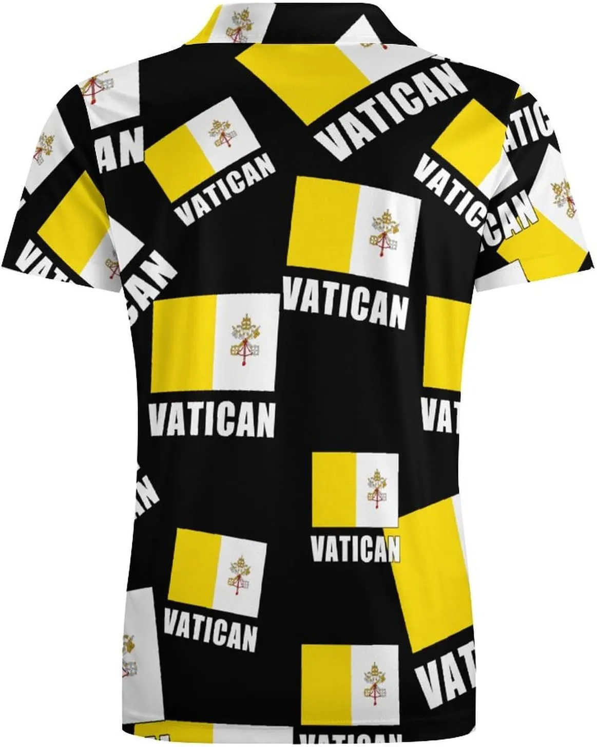 Vatican City Flag Men's Polo-Shirt Regular-Fit Short Sleeve Sports Quick Dry Golf Tennis T-Shirt