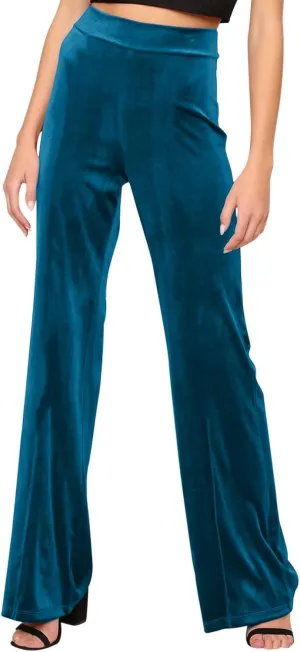 Velour Sweatpants Womens Elastic High Waist Loose Casual Yoga Pants Solid Soft Wide-Leg Straight Trousers