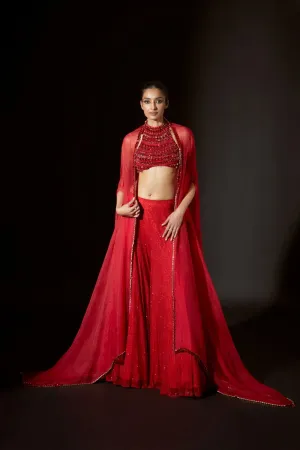 Vibrant red sharara set