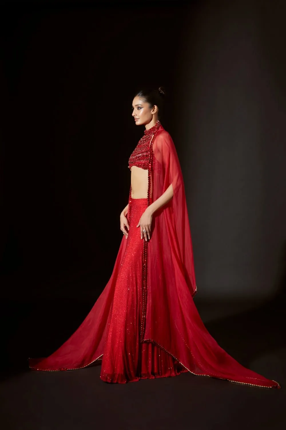 Vibrant red sharara set