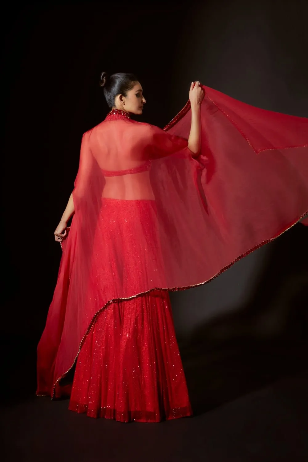 Vibrant red sharara set