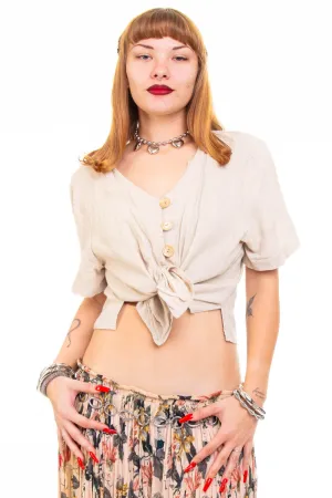 Vintage 90's Dress Excellent Linen Blouse - OSFM