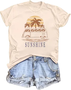 Vintage Wildflowers Graphic Shirt Women's Casual Holiday Short Sleeved T-Shirt Boho Floral Printed Tee Fall Tops