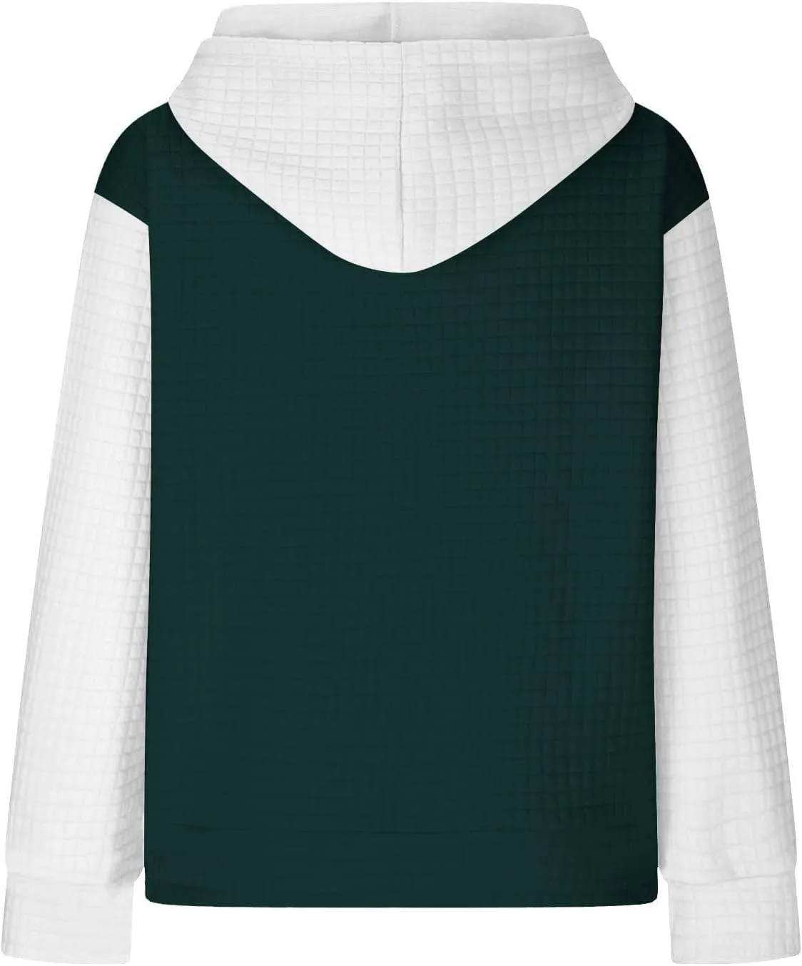Waffle Hoodies for Women Oversized Hooded Sweatshirts Long Sleeve Color Block Pullover Tops with Pocket