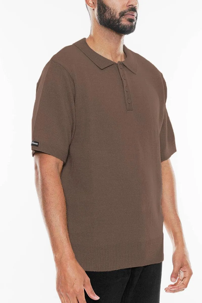 Weiv Men's Charlie Brown Polo Shirt S-5X Short Sleeve Shirt Midweight Acrylic Stretch Button Casual Top