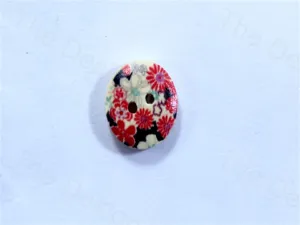 White Black Round Lily Flower Design Designer Wooden Buttons