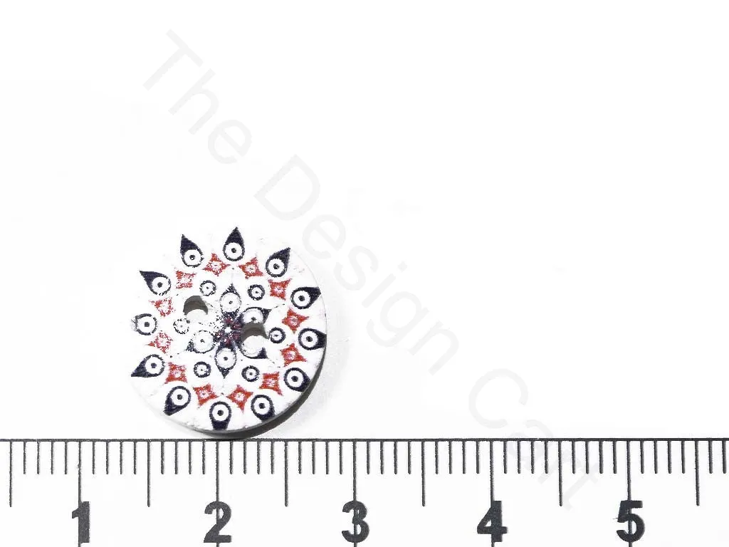 White Rangoli Design Wooden Buttons