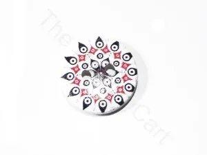 White Rangoli Design Wooden Buttons