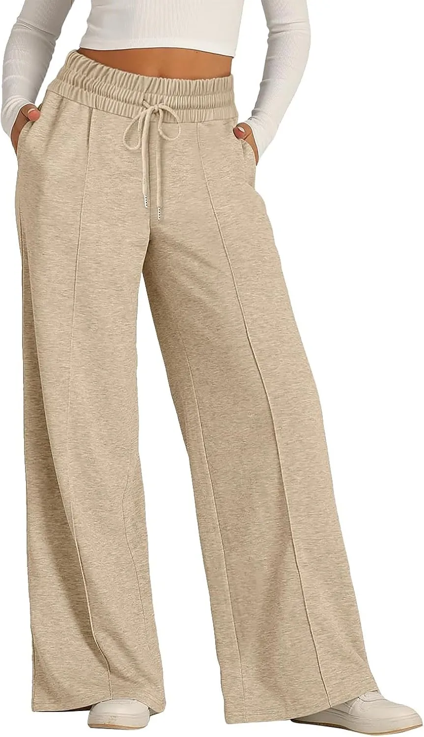 Wide Leg Sweatpants for Women Causal Drawstring High Waist Baggy Straight Trousers High Waist Yoga Palazzo Pants