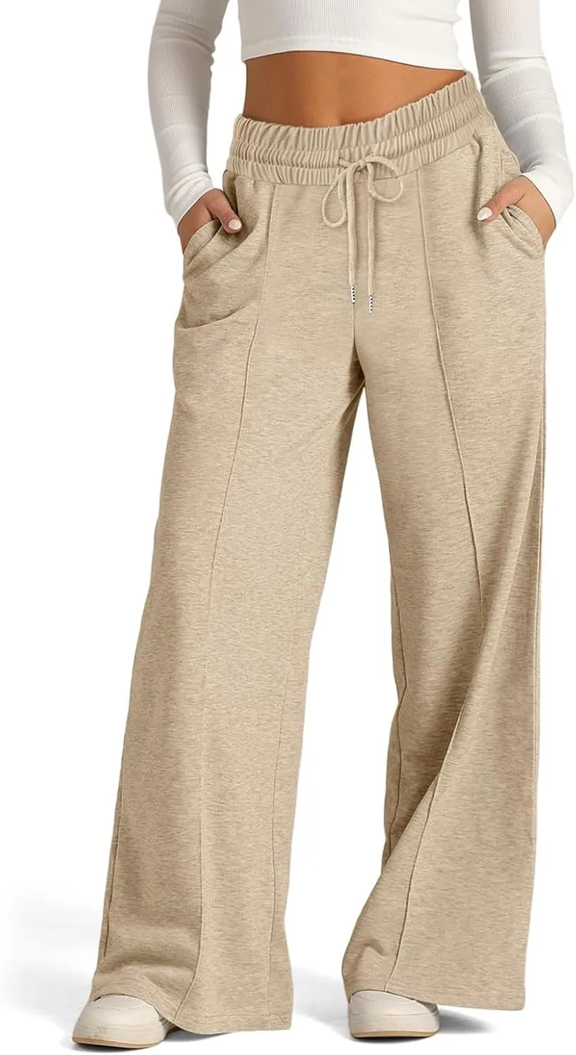 Wide Leg Sweatpants for Women Causal Drawstring High Waist Baggy Straight Trousers High Waist Yoga Palazzo Pants