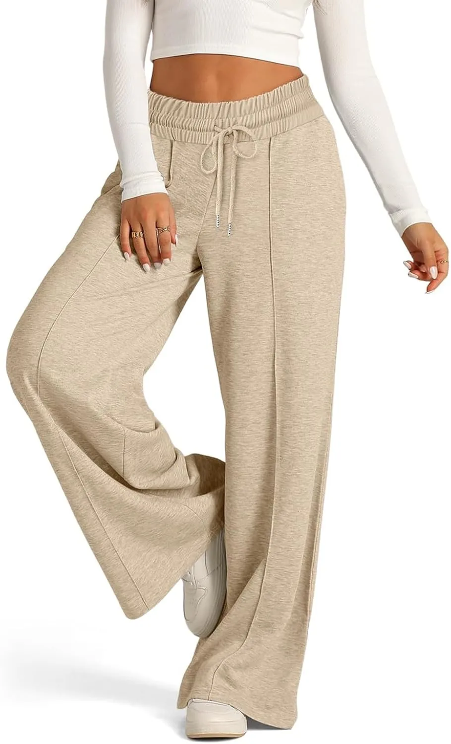 Wide Leg Sweatpants for Women Causal Drawstring High Waist Baggy Straight Trousers High Waist Yoga Palazzo Pants