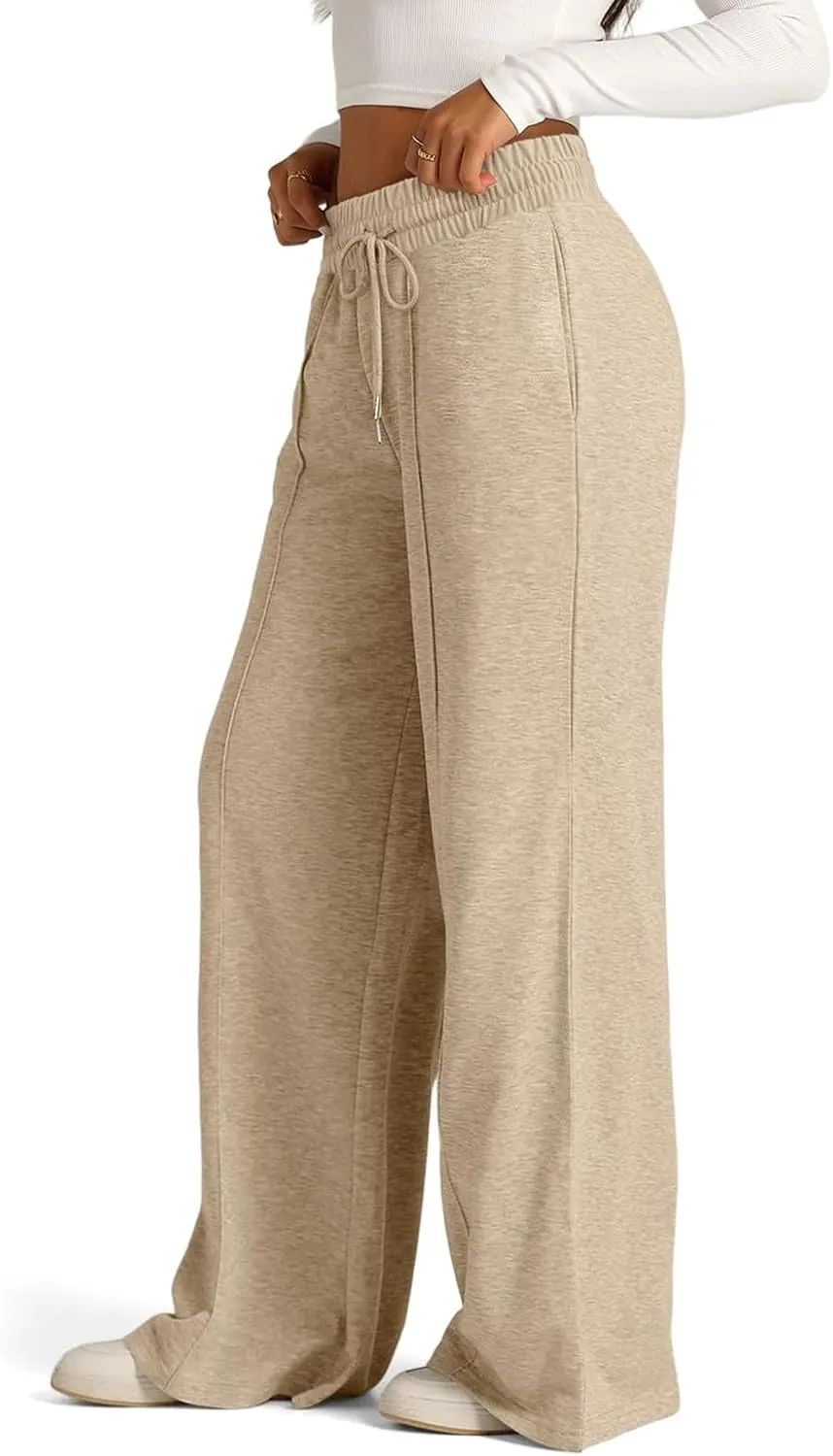 Wide Leg Sweatpants for Women Causal Drawstring High Waist Baggy Straight Trousers High Waist Yoga Palazzo Pants