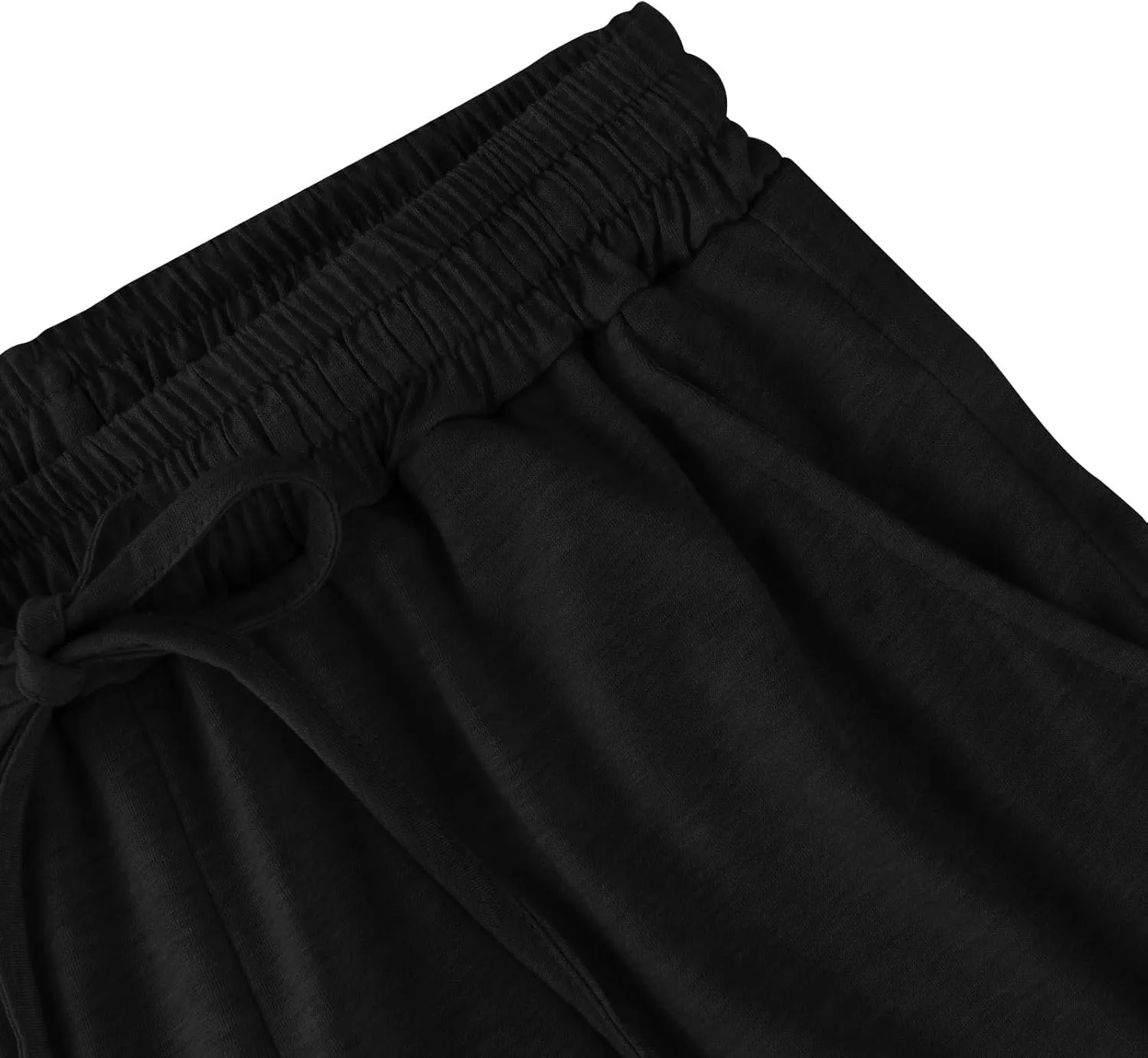 Wide Leg Trouser Pants for Women Drawstring High Waisted Ruffle Hem Palazzo Pants with Pockets Boho Flowy Pants