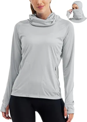 Willit Women's Sun Protection Hoodie UPF 50  Fishing Hiking Shirt Long Sleeve SPF Shirt with Face Mask Lightweight