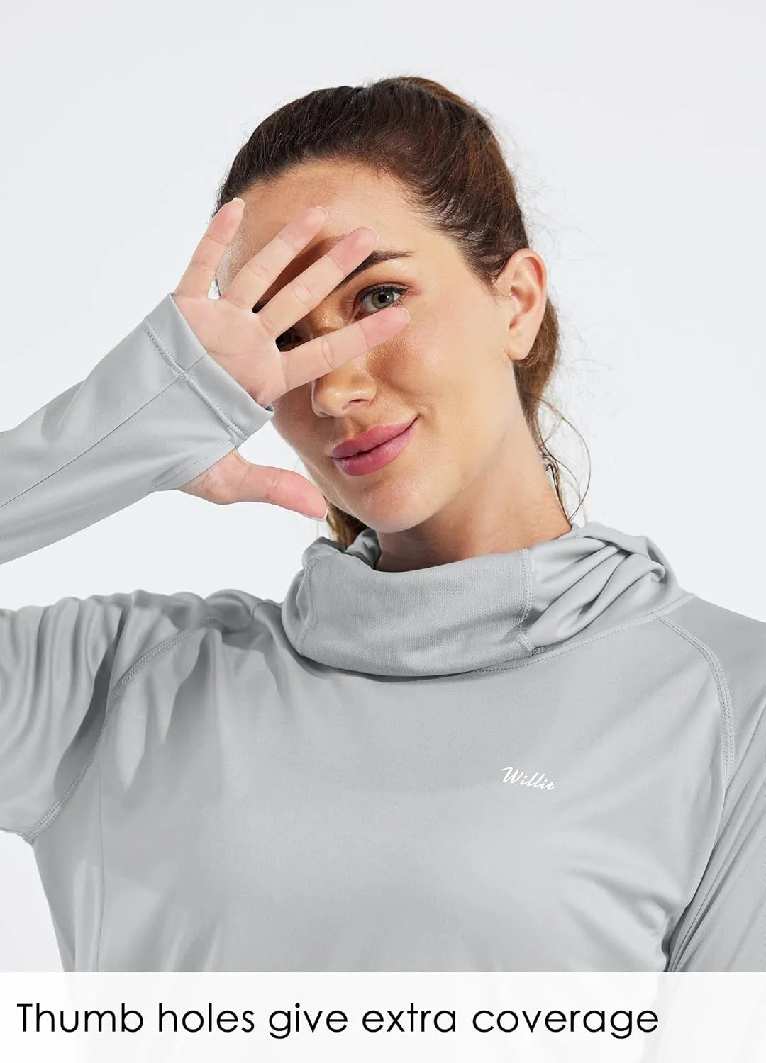 Willit Women's Sun Protection Hoodie UPF 50  Fishing Hiking Shirt Long Sleeve SPF Shirt with Face Mask Lightweight