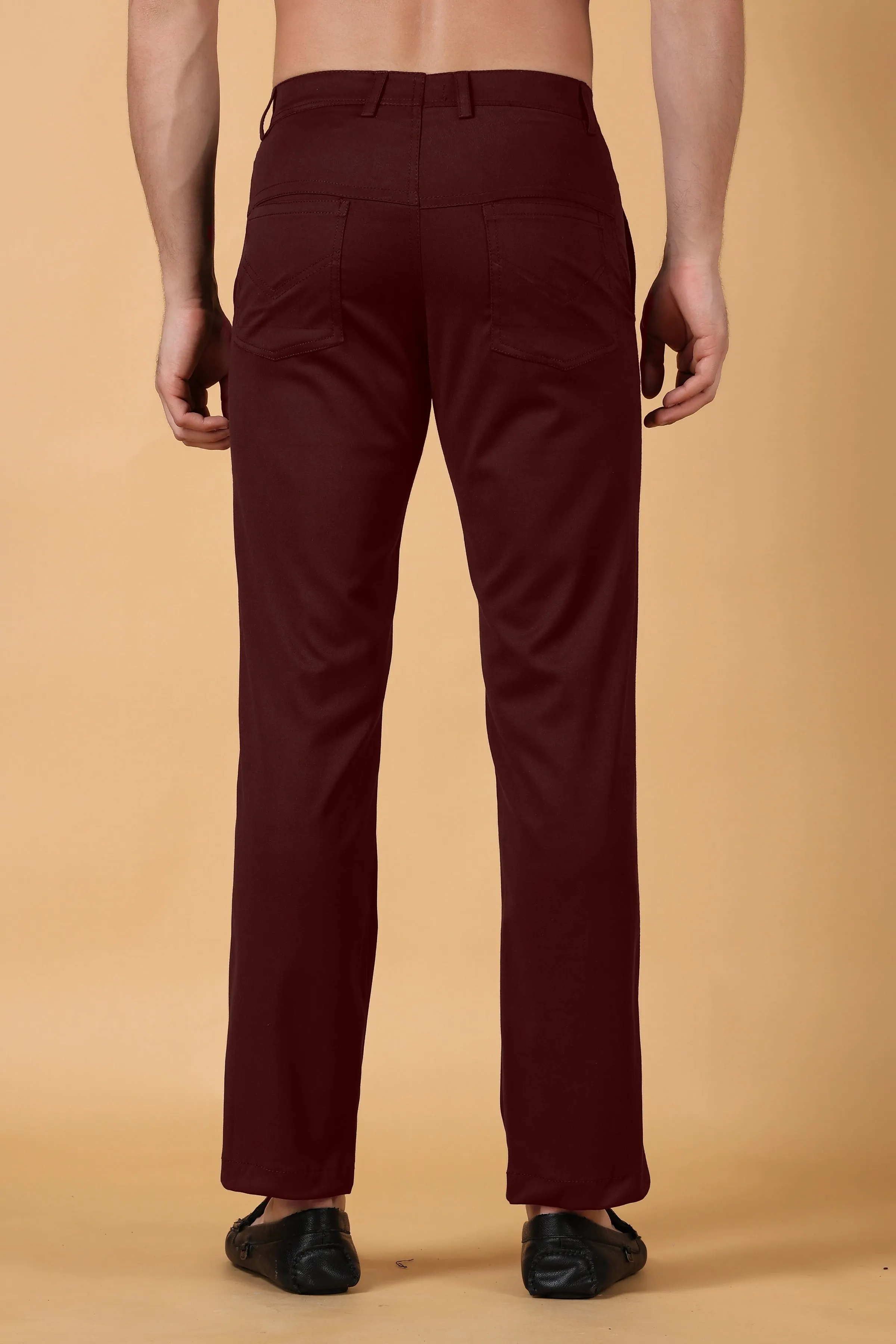 Wine Cotton Lycra Chinos
