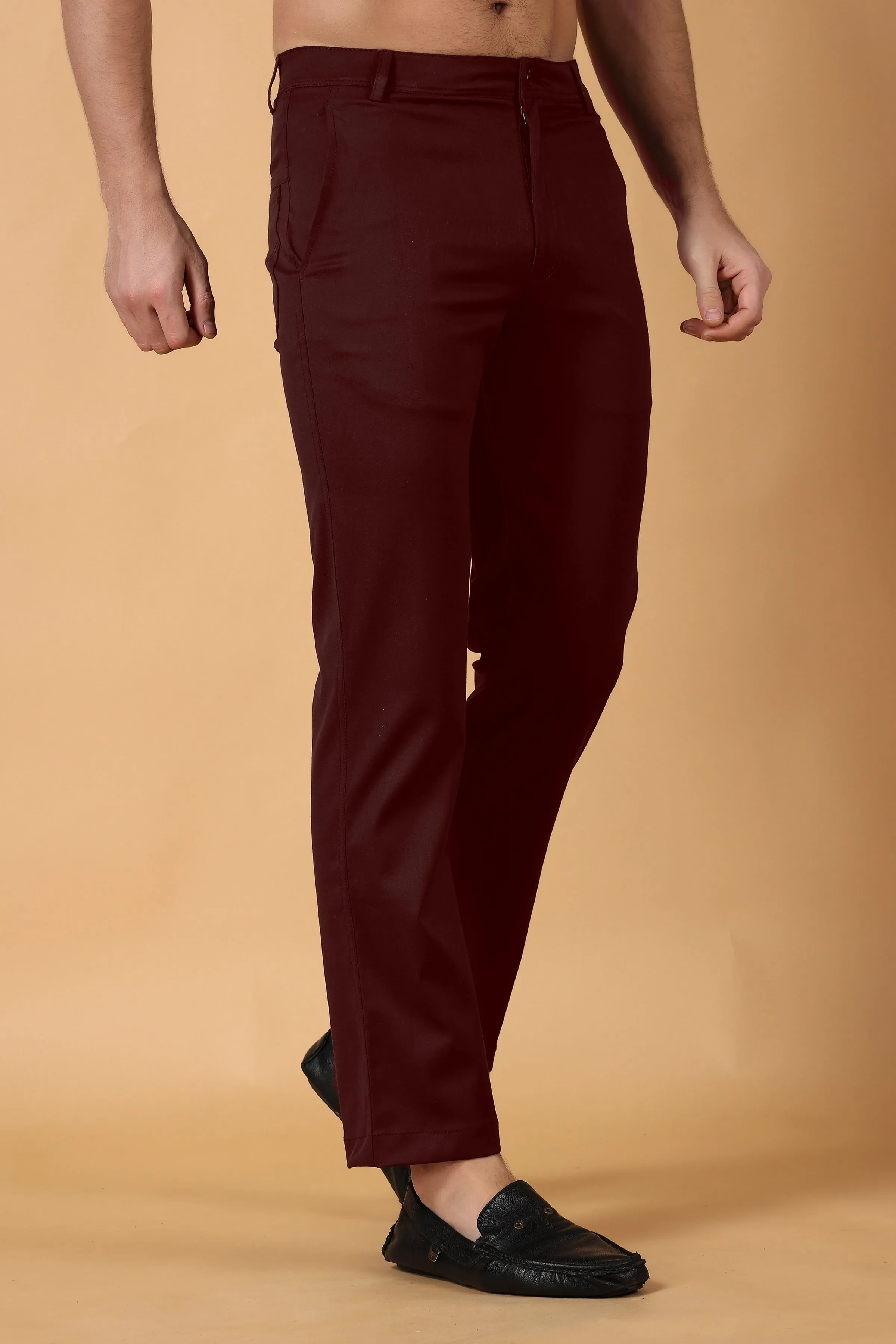 Wine Cotton Lycra Chinos