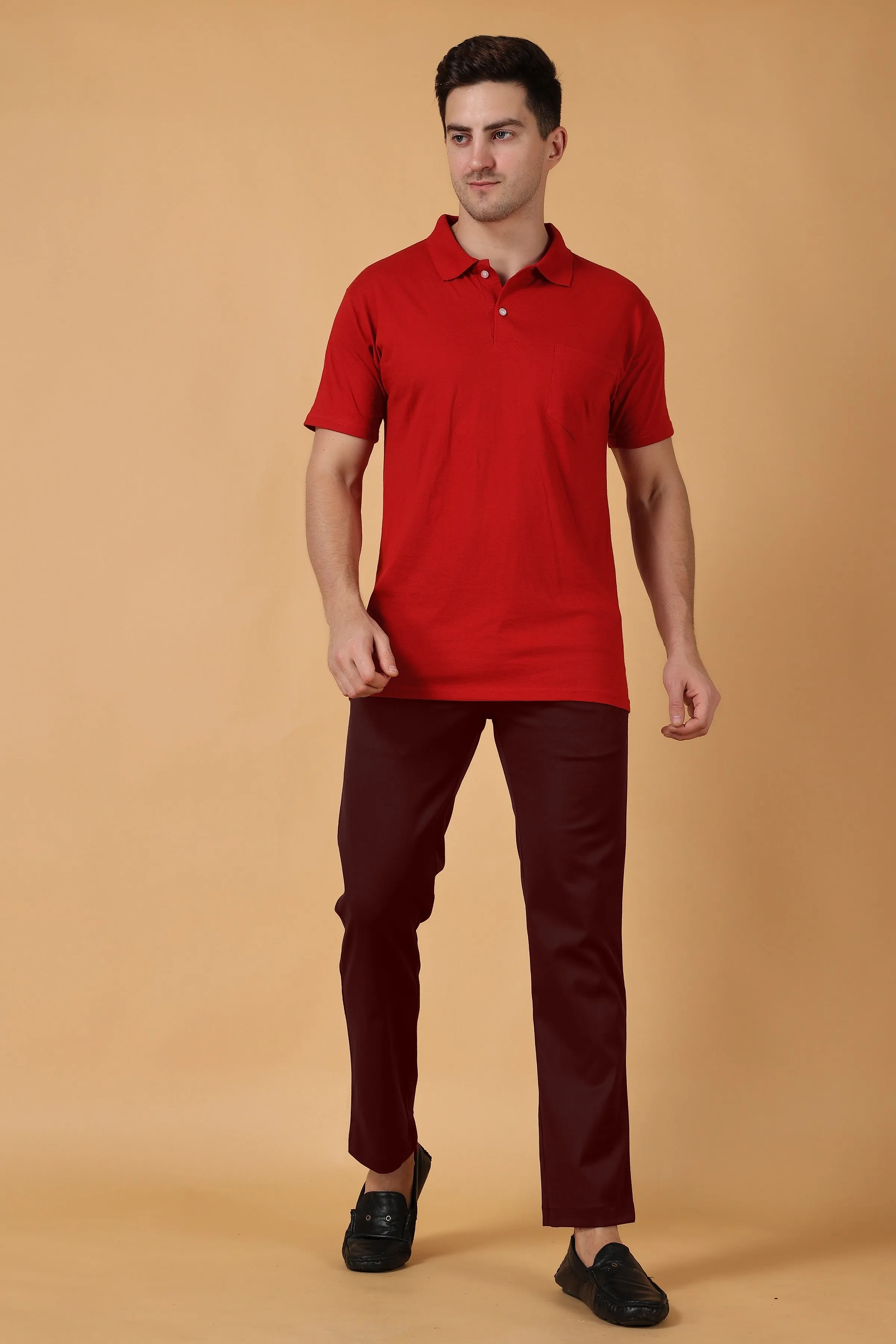 Wine Cotton Lycra Chinos