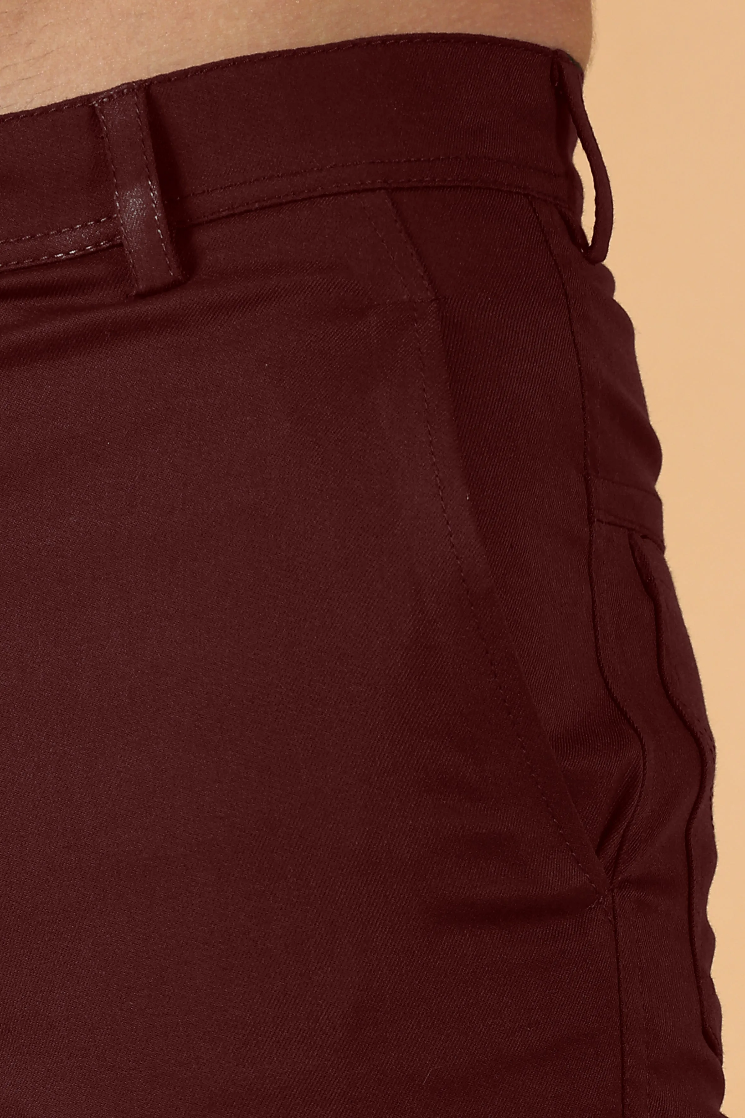 Wine Cotton Lycra Chinos