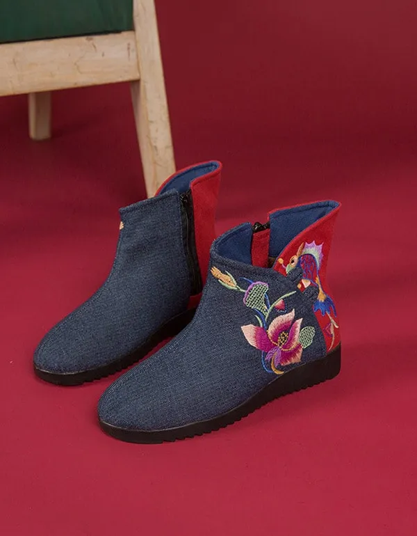 Winter Ethnic Style Embroidered Short boots