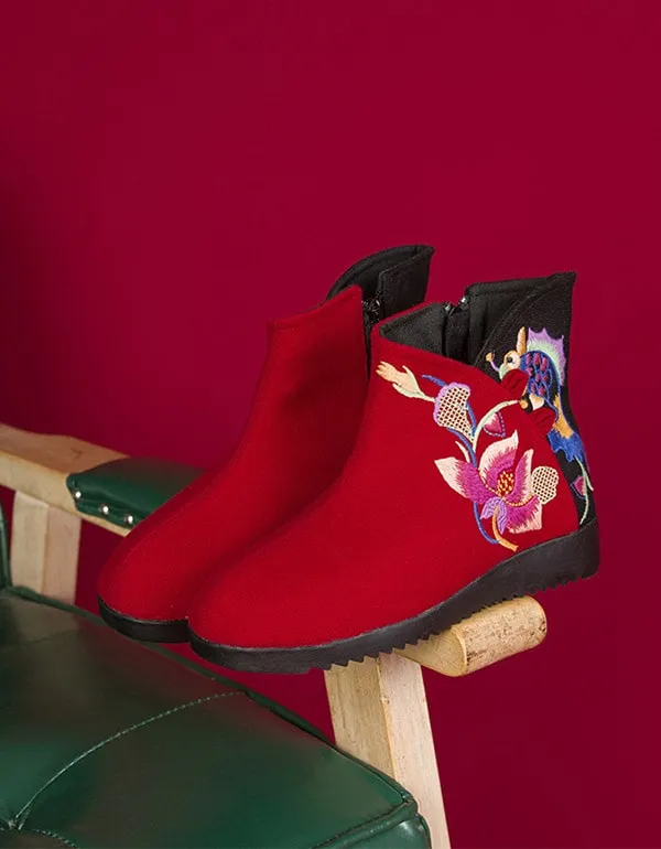 Winter Ethnic Style Embroidered Short boots