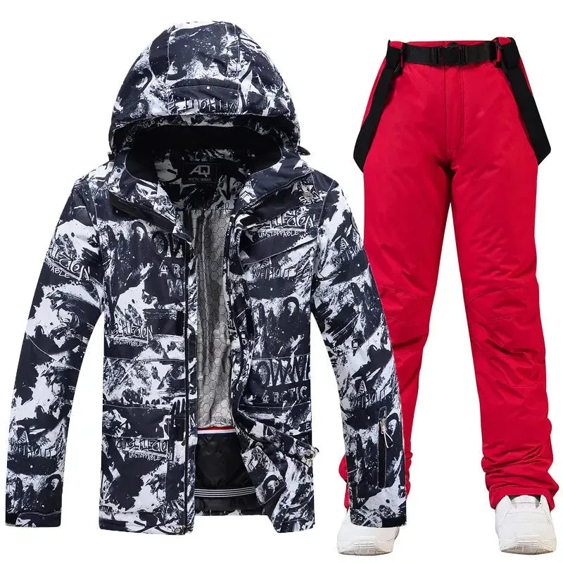 Winter Insulated Ski Jackets & BIbs Pants Set Unisex Outwear