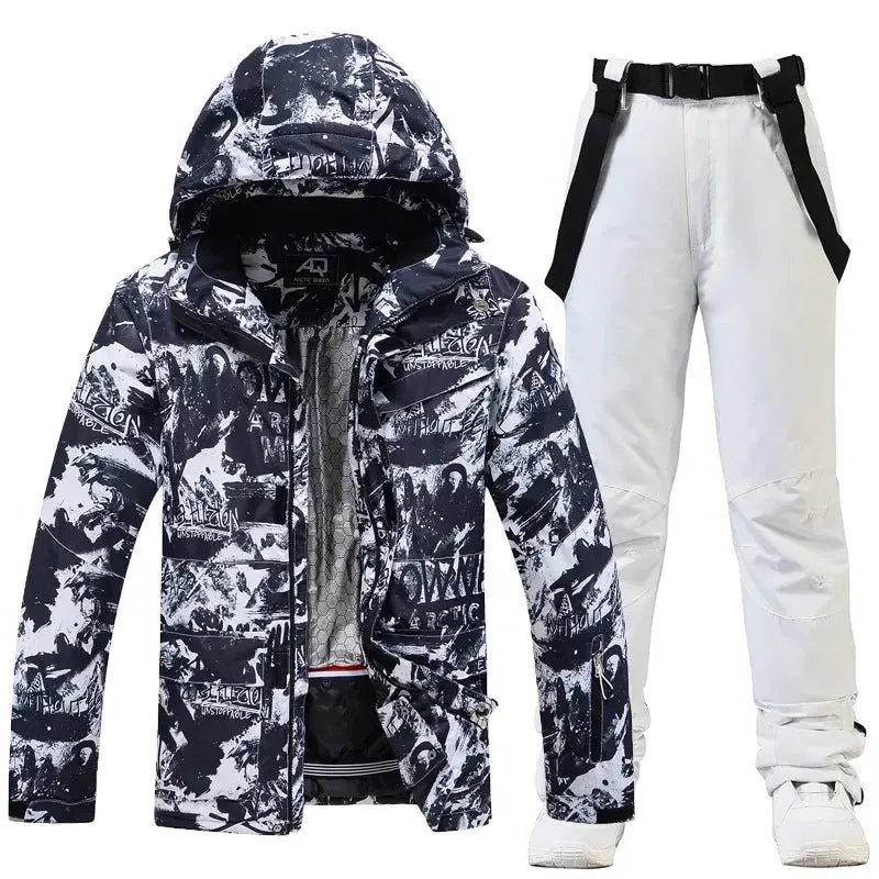 Winter Insulated Ski Jackets & BIbs Pants Set Unisex Outwear