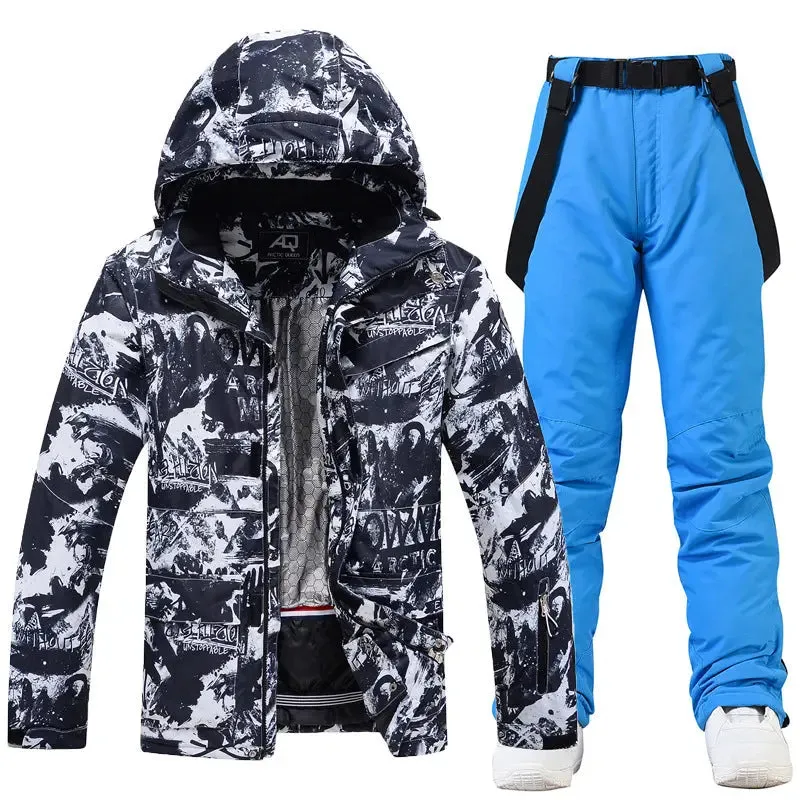 Winter Insulated Ski Jackets & BIbs Pants Set Unisex Outwear