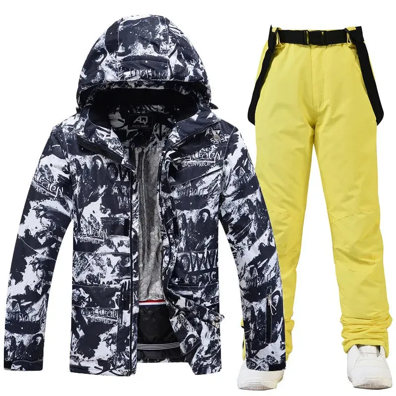 Winter Insulated Ski Jackets & BIbs Pants Set Unisex Outwear