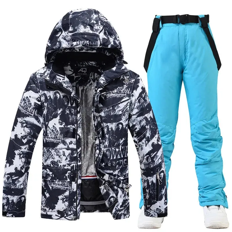 Winter Insulated Ski Jackets & BIbs Pants Set Unisex Outwear