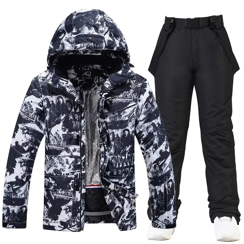 Winter Insulated Ski Jackets & BIbs Pants Set Unisex Outwear