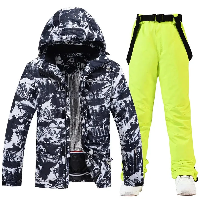 Winter Insulated Ski Jackets & BIbs Pants Set Unisex Outwear