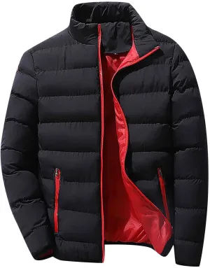 Winter Jackets for Men Lightweight Puffer Jacket Stand Collar Coat with Pockets Warm Jacket Packable Down Jacket