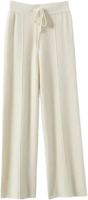 Women Cashmere Pants Knitted Loose Cashmere Wide Leg Pants