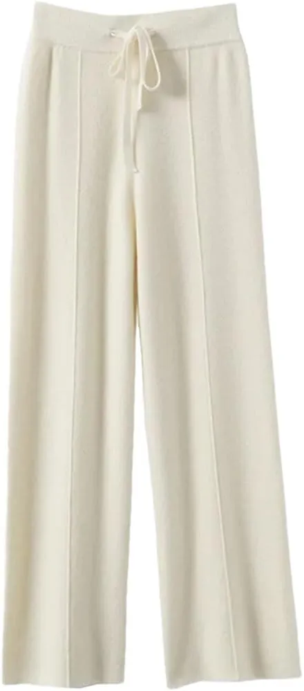 Women Cashmere Pants Knitted Loose Cashmere Wide Leg Pants
