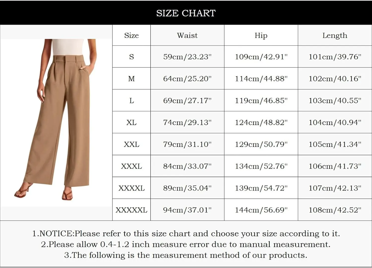 Women Linen Blend Summer Comfy Pant Trousers Elastic Waisted Wide Leg Slim Fit Palazzo Pants Vacation