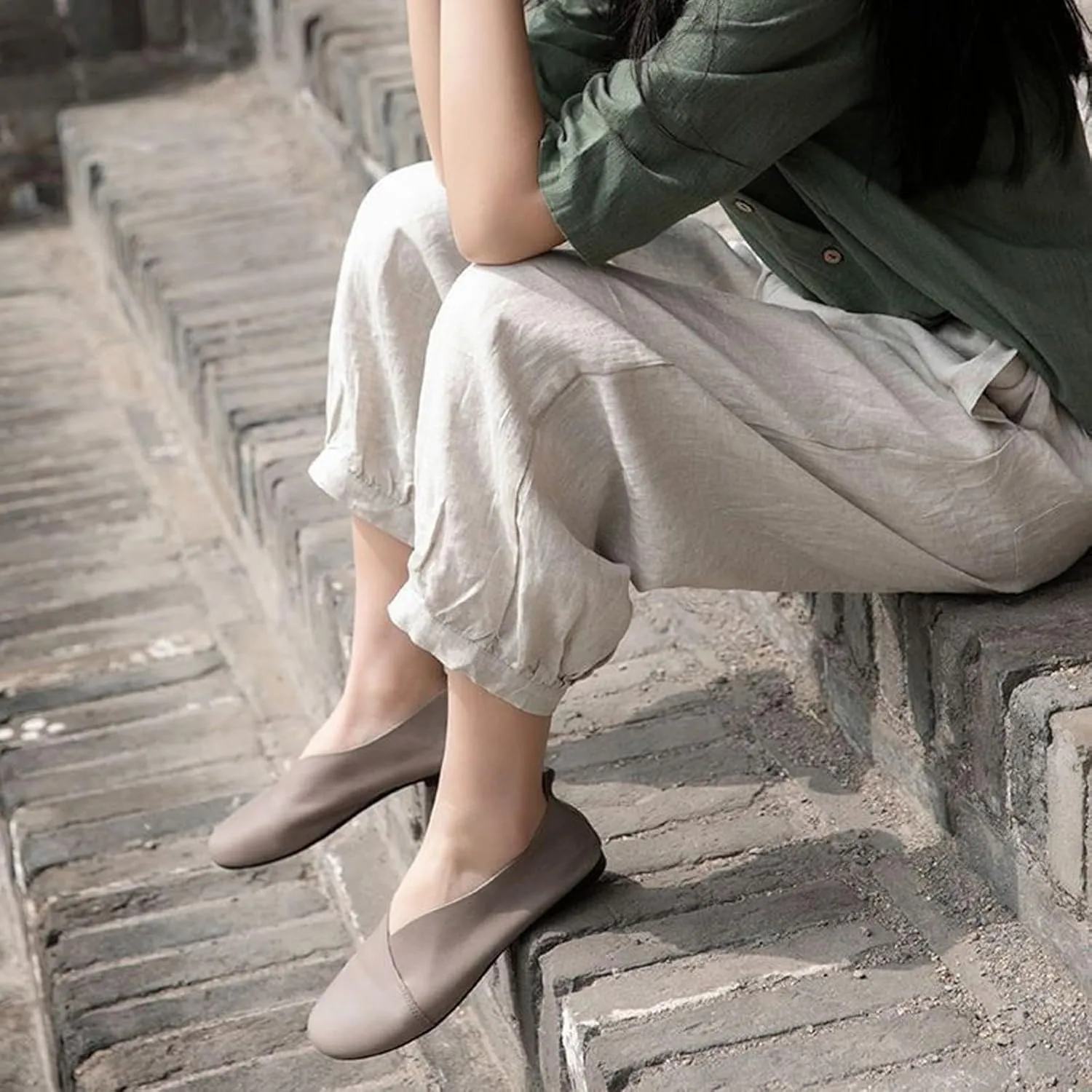 Women Linen Summer Loose Flowy Pant Trousers Low Waist Wide Leg Slim-Fit Palazzo Lounge Pants Work Business