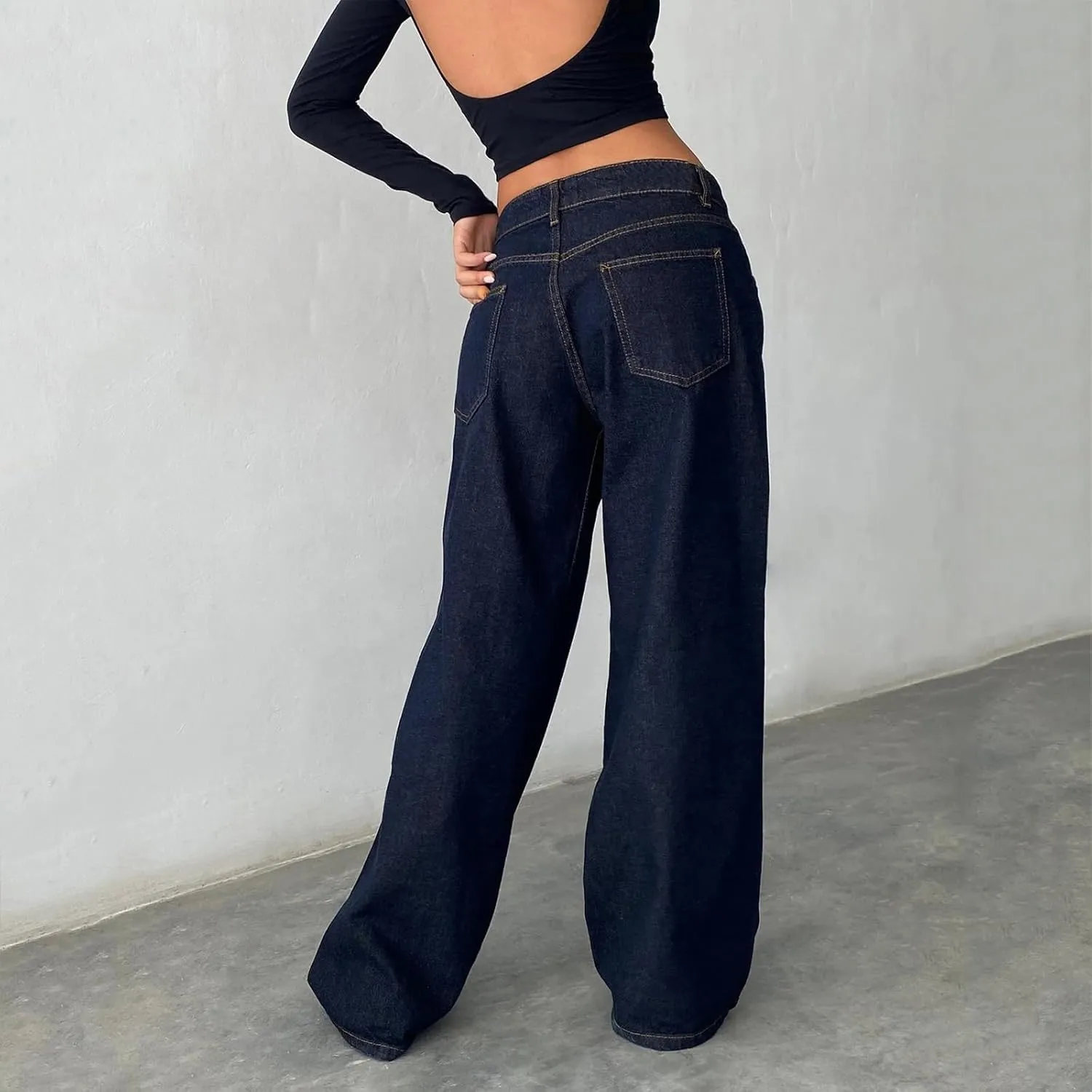 Women Low Waist Baggy Jeans Wide Leg Boyfriend Denim Pants Y2k Casual Vintage Trendy Loose Fit Trousers Streetwear