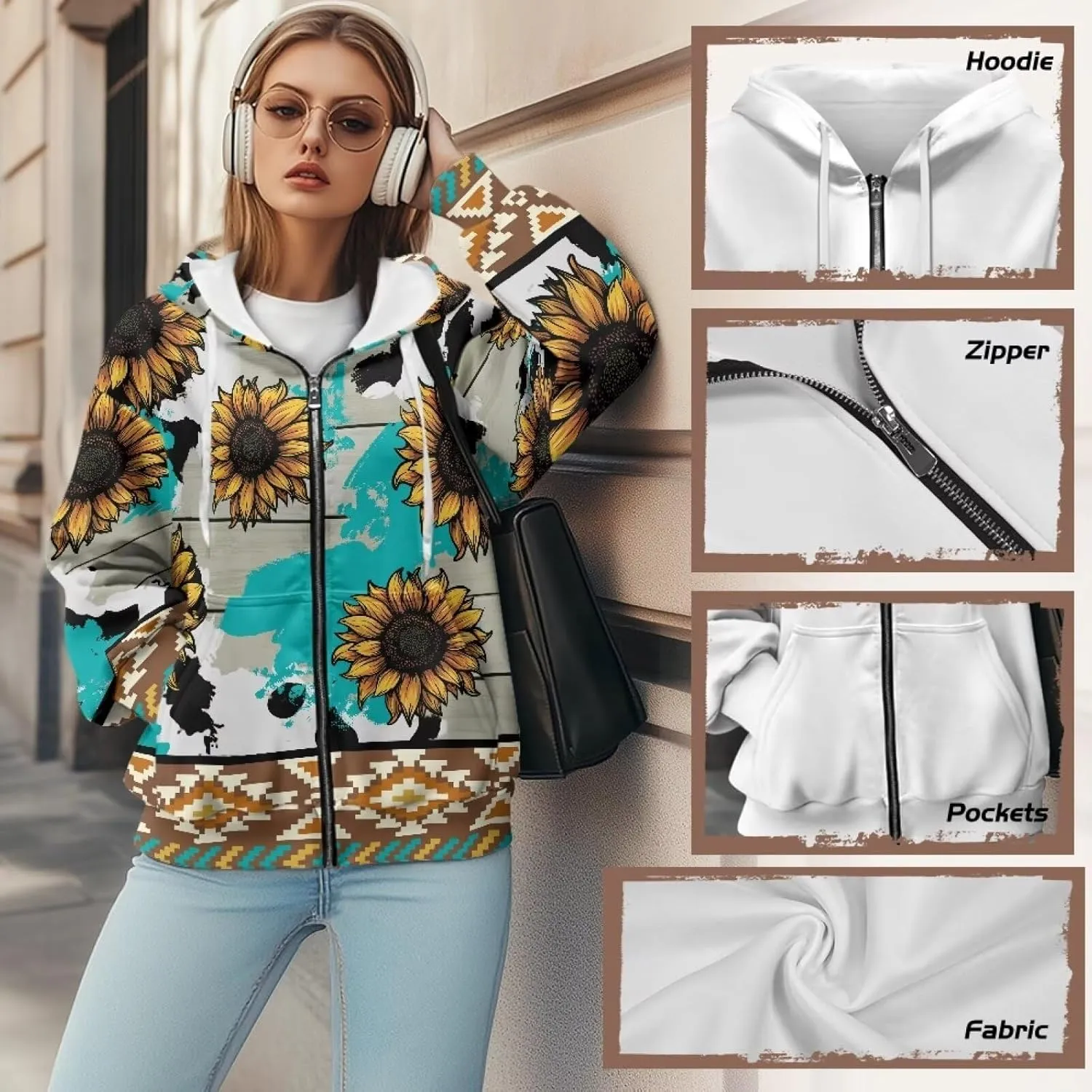 Women Oversized Hoodies Full Zip Sweatshirts Soft Hooded Jacket with Pocket Fall Winter Long Sleeve Y2K Hoodie