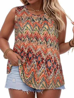 Women Plus Size Tank Top Casual Summer Tops Loose Fit Sleeveless T Shirts Trendy Crewneck Tunic Tees