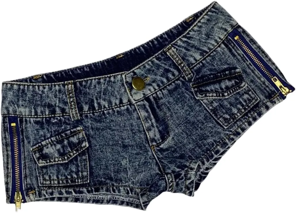 Women Sexy Sequin Low Waist Denim Jeans Shorts Mini Hot Pants Shorts