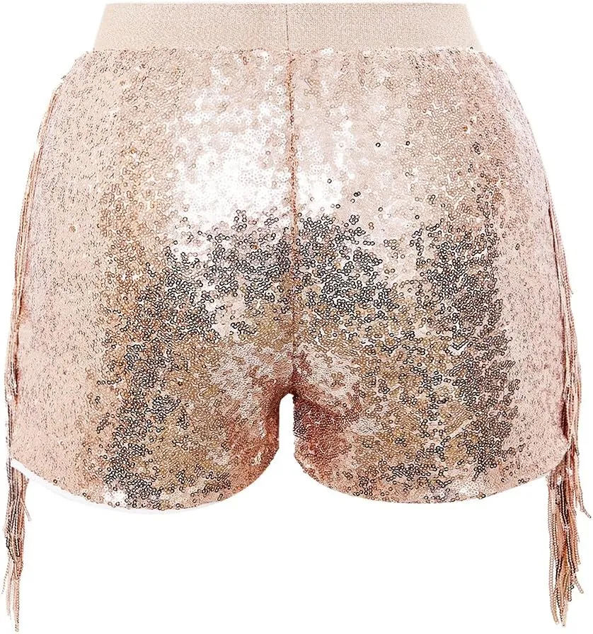 Women Shorts Tessel Sequin Sparkle Short Pants Ladies Birthday Party Shorts Halloween Clothes