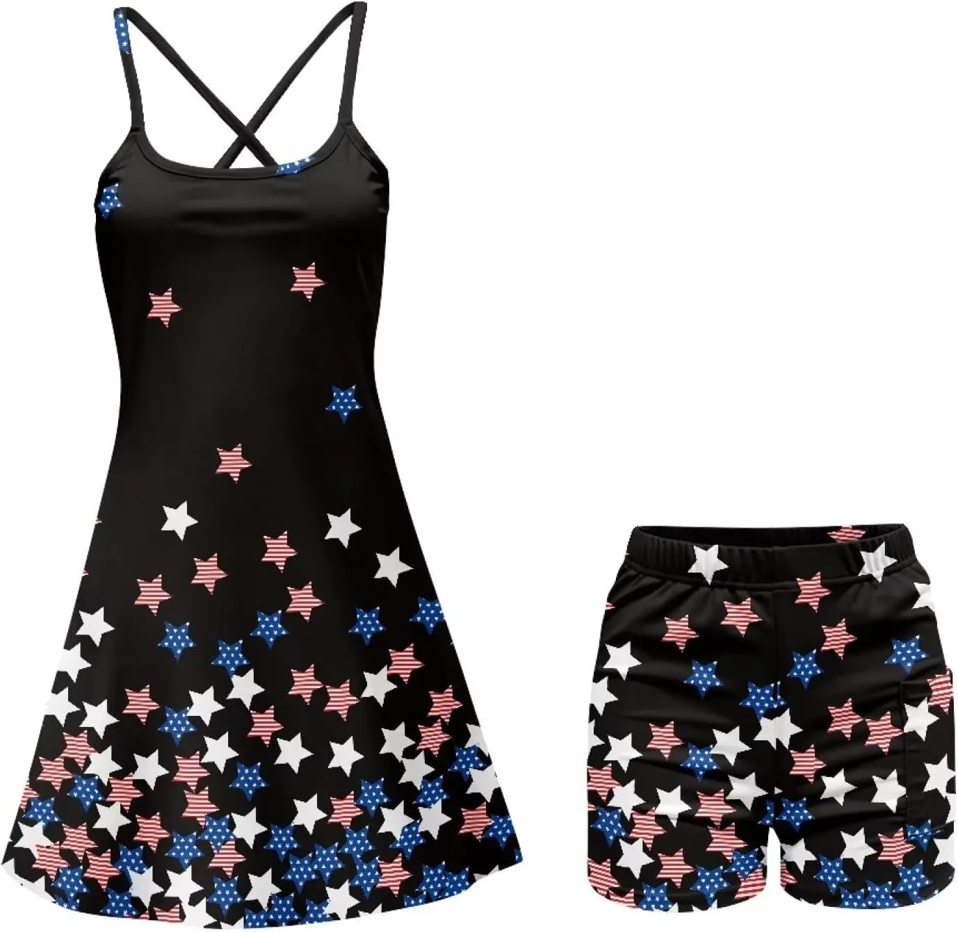Women Tennis Dress with Built in Shorts Pocket Sleeveless Golf Outfits Summer Workout Gym Running Athletic Dresses