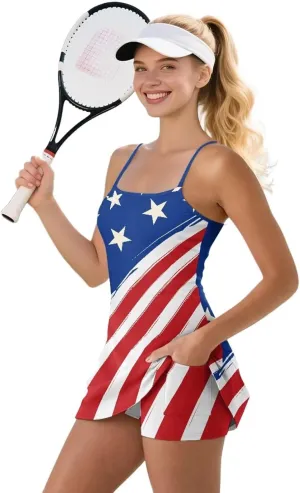 Women Tennis Dress with Separate Shorts and Pocket Quick Dry Workout Athletic Golf Mini Dresses 2025 Summer Outfits