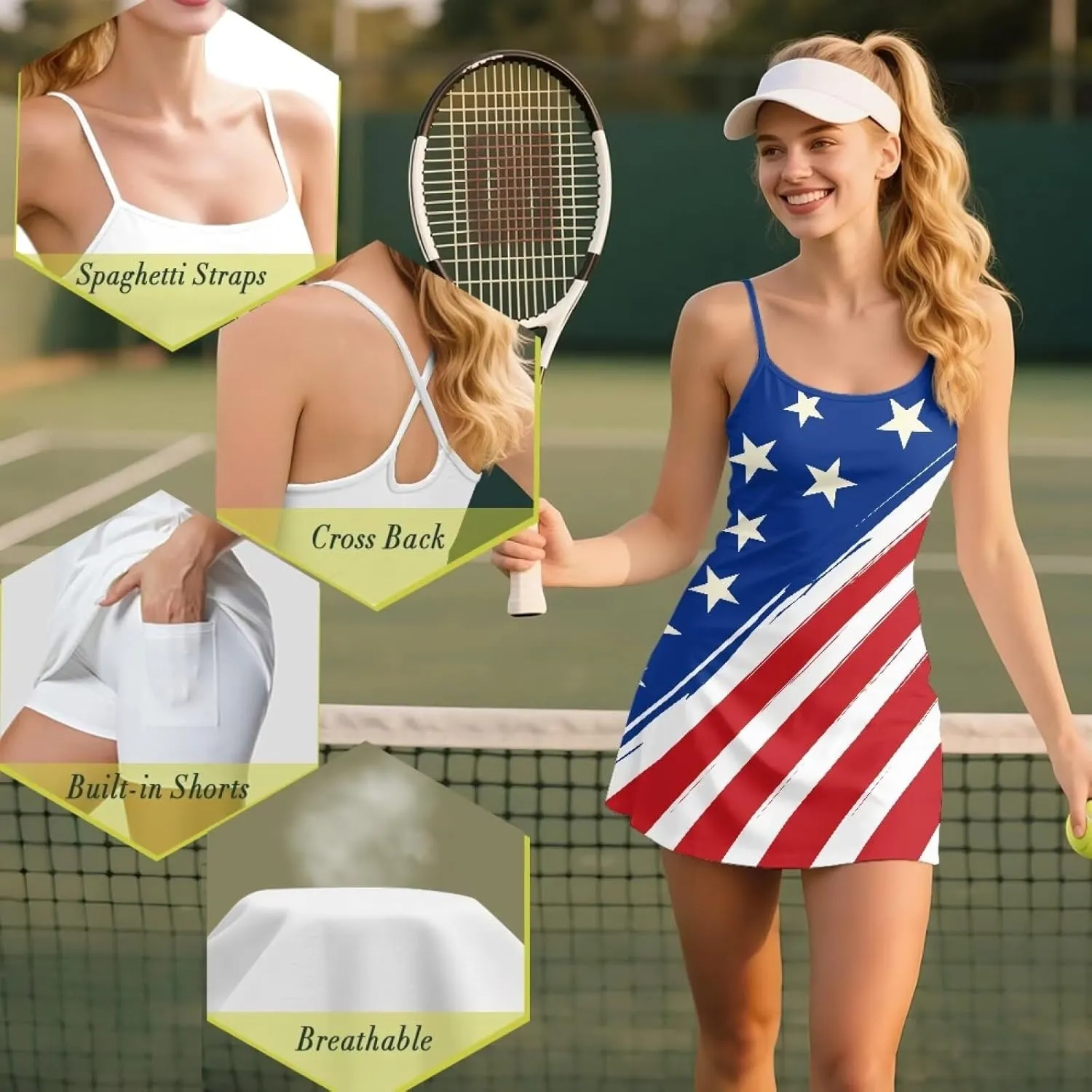 Women Tennis Dress with Separate Shorts and Pocket Quick Dry Workout Athletic Golf Mini Dresses 2025 Summer Outfits