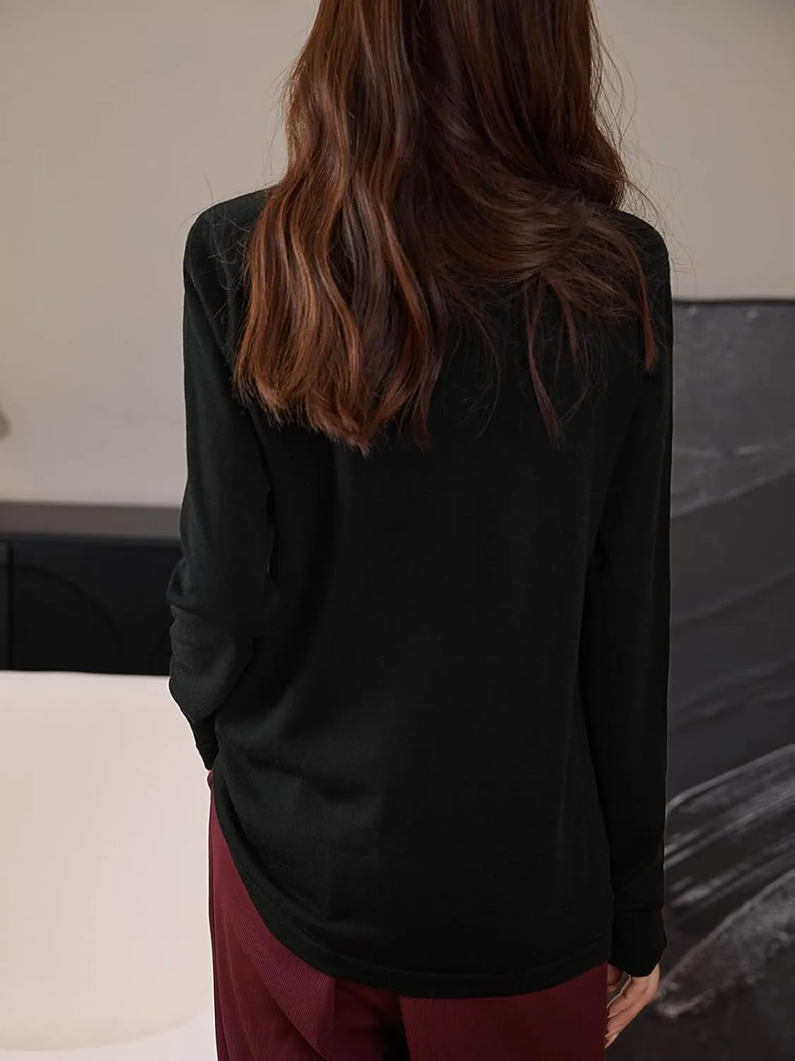 Women's 100% Merino Wool Base Layer Shirt Tops Crewneck Long Sleeve Travel Hiking Tee T Shirt Pullover Sweater