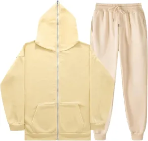 Women's 2 Piece Outfits Long Sleeve Crewneck Baggy Fall Sweatshirt and Wide Leg Sweatpant Suit